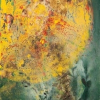 FIRE ON MARS, @2010Vickie Martin, acrylic, ink, gunpowder, spray paint on canvas, 16x20