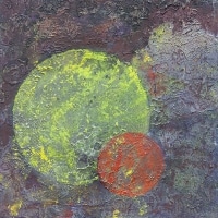 RED MOON, @2008Vickie Martin, acrylic on canvas, 10x10