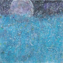 MOON RIVER, @2021VickieMartin, 18x18, acrylic and ink on canvas